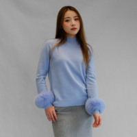 Pull en cachemire tricoté pour femmes Tyan, col demi-haut, tissu mélangé, pull tricoté doux avec fourrure de renard véritable