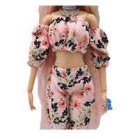 Vêtements de poupée authentiques de 29cm, accessoires à manches bouffantes florales, jupe moelleuse, ensemble de pantalons, Mini jouet à l'échelle 1:12, nouvelle collection 2023