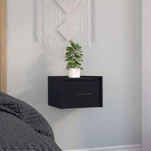 DB Boa Mesita de noche de un solo cajón montada en la pared Extremo flotante/Mesa auxiliar con asa Negro para dormitorio o hogar para uso en apartamentos - Product Image 1