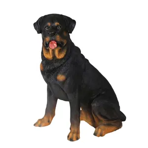 Resina Rottweiler cane scultura portabottiglie di vino per Bar Art Craft ornamento regalo nero personalizzato cane seduto statua