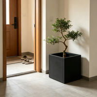 Jardinière carrée en métal à assembler, en acier noir thermolaqué, avec trous de drainage, pour intérieur, extérieur, jardin, modulaire