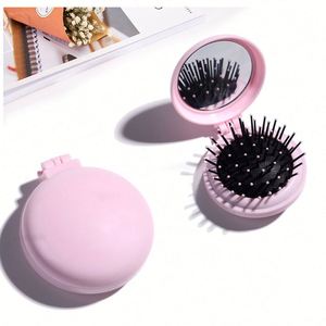 Custom Design Travel <b>Brushes</b> <b>Round</b> Pocket Mini Folding Hair <b>Brush</b> With Makeup Mirror - Product Image 3