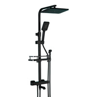Ensemble de douche thermostatique noir mat à double poignée, fixation murale, pommeau de douche massant, robinets pressurisés réglables pour salle de bain domestique