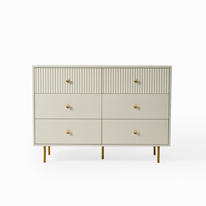 Luxury Modern Living Room Cabinet <b>6</b>-<b>Drawer</b> Sideboard With Large Capacity HDF 0815-white-<b>6</b> Chest of <b>Drawers</b> 0815-white-<b>6</b> - Product Image 5