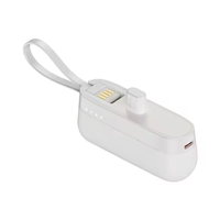 Chargeur de téléphone portable compact ultra-mince 5000 mAh, mini-capsule, charge rapide 10W, indicateur de puissance, câble de charge inclus