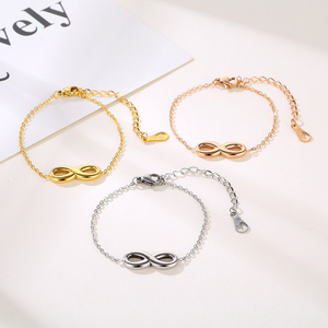 <span class=keywords><strong>Bracelet</strong></span> personnalisé en acier inoxydable plaqué or 18K PVD, lien de chaîne Infinity Love Sign 8 pour femmes et filles, vente en gros - Product Image 4