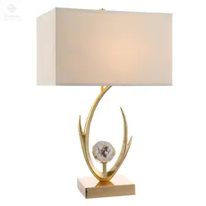 Modern Contemporary Brass Tree Bedside Minimalist Natural Stone Decorative Design Table Lamp