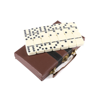 Jouets de divertissement personnalisés D6 Factory, jeu de dominos double six, boîte en cuir