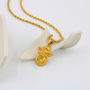 ナチュラルレインボー18KPVDメッキロープチェーンステンレススチールキュービックジルコンエンジェルペンダント12ヶ月誕生石ネックレス - Product Image 6