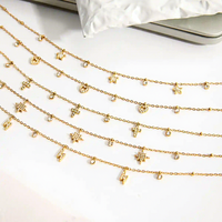 Kalung Choker Baja Anti Karat Berlapis Emas dengan Liontin Hati, Perhiasan CZ Tahan Air untuk Wanita, Hadiah untuk Berbagai Acara