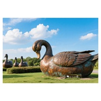Outlook réaliste Animal Statue décor taille personnalisée cuivre couleur jardin canards forme Sculpture en laiton pour la décoration de parc