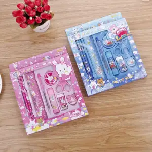 Korean cartoon stationery set gift box children's creative stationery school supplies set of nine gifts wholesale