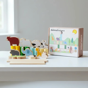 Jouet éducatif interactif pour tout-petits, blocs d'empilage en bois écologiques représentant des <span class=keywords><strong>animaux</strong></span> de la forêt, Montessori, développement de la motricité fine - Product Image 6