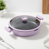 Poêle à frire Sanlang OEM Purple Cookware 32 cm en aluminium moulé, robuste, avec revêtement antiadhésif, pour la cuisine à domicile