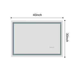 Miroir de salle de bain LED mural DB 40x30 pouces miroir de courtoisie avec bouton tactile intelligent rétroéclairé aux fonctions anti-buée - Product Image 2