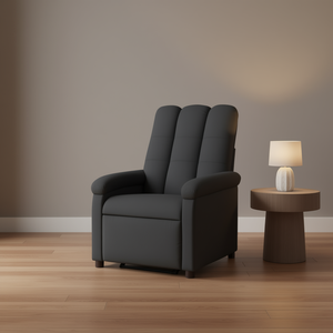 Dark <b>Grey</b> Recliner Chair 100% Polyester Fabric Metal <b>Frame</b> Manual Reclining Contemporary Style Living Room Furniture - Product Image 2