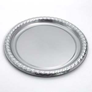 Assiettes rondes jetables en PS, finition laminée, couleurs or et <span class=keywords><strong>argent</strong></span> personnalisables pour mariage, fête, hôtel, événement, vaisselle - Product Image 2