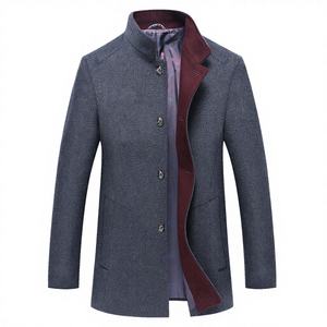Abrigo de Lana para Hombre, Estilo Coreano, Entallado, <span class=keywords><strong>Juvenil</strong></span>, de Media Longitud, con Botones, para Primavera - Product Image 1
