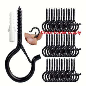 YIWANG Q Hanger Tornillos de gancho de ojo de techo blanco y negro con hebilla de seguridad para luces de cadena al aire libre - Product Image 1