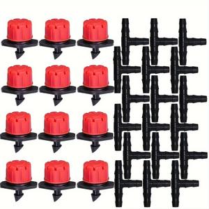 Connecteur d'irrigation goutte à goutte réglable à 8 trous avec capuchon rouge, système d'arrosage en plastique pour jardin - Product Image 1