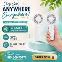 Ventilateur de voyage portable haute performance, rechargeable par USB, en plastique, léger, mini, 5V DC