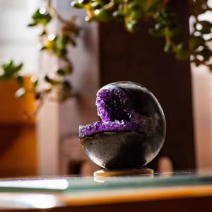 1 quả cầu thạch anh tím tự nhiên chất lượng cao hình dạng Geode <span class=keywords><strong>Start</strong></span> Smile, dùng làm đồ trang trí Reiki để chữa bệnh - Product Image 3