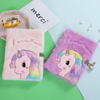 Vente en gros de cahiers en peluche licorne A5 avec serrure pour enfants journal intime avec mot de passe pour étudiants cahier de papeterie pour récompenses scolaires