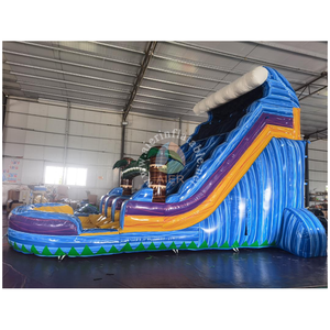 Toboggan aquatique gonflable commercial Blue Factory Tropical Marble à double piste <span class=keywords><strong>avec</strong></span> grande <span class=keywords><strong>piscine</strong></span> géante pour location de fêtes d'enfants - Product Image 5