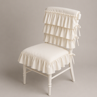 Housse de chaise de salle à manger en polyester crème à volants et nœud papillon, style américain, housse décorative