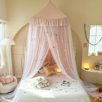 Moustiquaire de plafond ronde double couche en dentelle, style Princesse Royale, rose et bleue, romantique, élégante, pour vente en gros, avec rideau de bar et tente