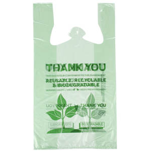 Chaleco con asa de camiseta de PE biodegradable personalizado al por mayor bolsas de compras ecológicas para embalaje de supermercado - Product Image 1