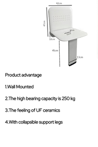 Klappbarer Wand-Dusch sitz im japanischen Stil für ältere Menschen mit Dusch stühlen und Rückenlehne Anderes Duschraum zubehör - Product Image 3