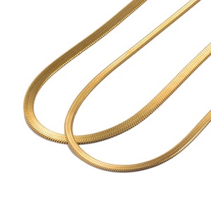 Collar de cadena de serpiente plana de acero inoxidable de alta calidad, color dorado, para mujeres, hombres y niñas, regalo de joyería. - Product Image 2