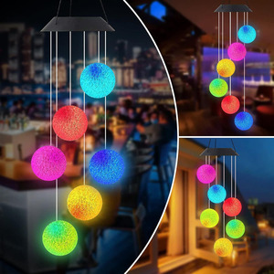 Solar Crystal Ball Wind Chime Light <b>String</b> RGB Color Changing Hanging Outdoor <b>Garden</b> Decor - Product Image 1