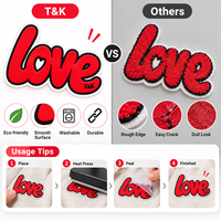 Patch personnalisé en TPU plat, transfert thermique, motif cœur d'amour, pour sweat-shirt, veste, vêtements de sport, étiquette en TPU, accessoires vestimentaires