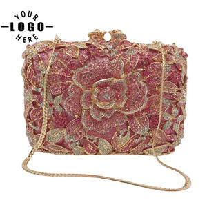 奢华昂贵的水晶水钻离合器钱包鲜花晚装舞会新娘结婚部分包 - Product Image 1