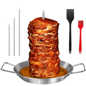 Broche verticale pour grill <span class=keywords><strong>et</strong></span> four - Broche Al Pastor en acier inoxydable avec support Gyro Pan, support à viande pour <span class=keywords><strong>tacos</strong></span>, kebab Doner - Product Image 1