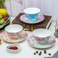 Ensemble tasse et soucoupe en porcelaine fine de Chine, bord doré, 200 ml, style nordique, pour thé de l'après-midi, cadeau, vaisselle écologique, vente en gros