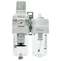 Trio pneumatique à jauge intégrée AC20AF02GB, interface 1/4 po, 1 Mpa, drainage manuel, précision de filtration 5 m