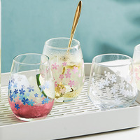Tasse à bière en verre magique personnalisée, fleurs de cerisier transparentes, tasse à couleur changeante, tasse à café créative, vente en gros