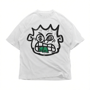 T-shirt con Grafica Money Face Oversize Streetwear Unisex Stile Vintage Hip Hop - Product Image 1