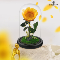 Meilleure Vente 2026 : Décoration d'Anniversaire et Arrangements Floraux de Mariage avec Tournesols Stabilisés sous Cloche en Verre