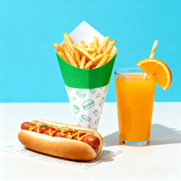 Boîte à frites en papier kraft personnalisée de haute qualité résistant à l'huile cône en papier jetable pour frites restauration rapide