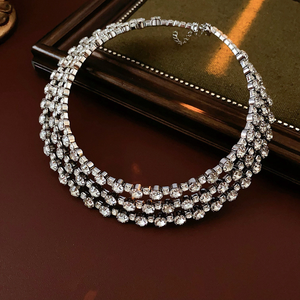 قلادة خانقة متعددة الطبقات مرصعة بالأحجار الكريمة اللامعة على شكل زهرة، مجوهرات أنيقة للنساء للاستخدام اليومي ومناسبات الحفلات - Product Image 5