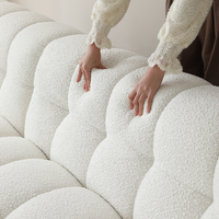 Canapé de Salon Modulaire Zayshine Nordique Moderne Luxe Crème Blanc Velours Forme en I 3 Places Peau de Mouton pour Appartement