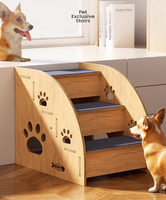 Rutschfeste Massivholz-Haustierrampe, Kletterstufen für Kleine Hunde & Katzen zum Sofa & Bett