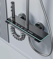 Système de douche thermostatique de luxe avec affichage numérique LED, contrôle de température en temps réel, jet de pluie et jets corporels pour salle de bain moderne