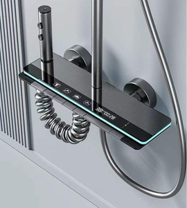 Système de <span class=keywords><strong>douche</strong></span> thermostatique de luxe avec affichage numérique <span class=keywords><strong>LED</strong></span>, contrôle de température en temps réel, jet de pluie et jets corporels pour salle de bain moderne - Product Image 2