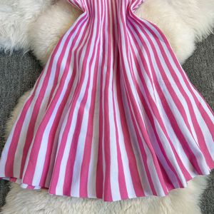 HanOu pronto per la spedizione di abiti da ballo di fine anno alla moda stile libero lavorato a maglia elegante Polo a righe stampa abito da donna - Product Image 5