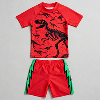 Ensemble de bain 2 pièces pour garçons, certifié OEKO-TEX, respectueux de l'environnement, avec manches longues et short de bain imprimé, vêtements de bain pour enfants